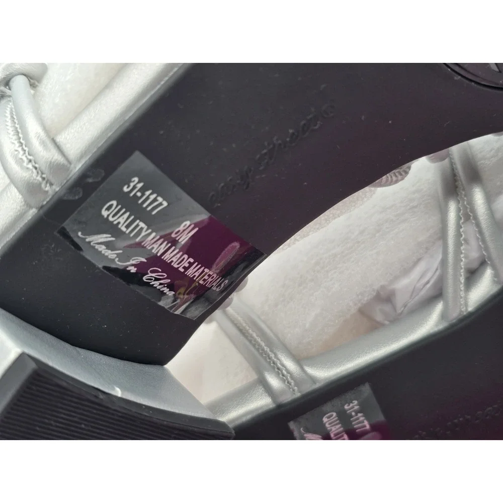 New Easy Street Womens‎ Sicilia Strappy Sandals Size 8 M Shoes Silver NIB